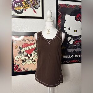 Brown & Baby Pink Activewear Tank Top